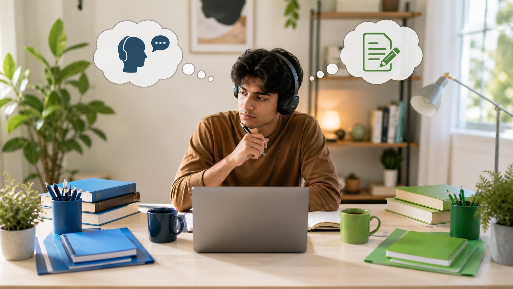 Indian student comparing two English-language test preparation options